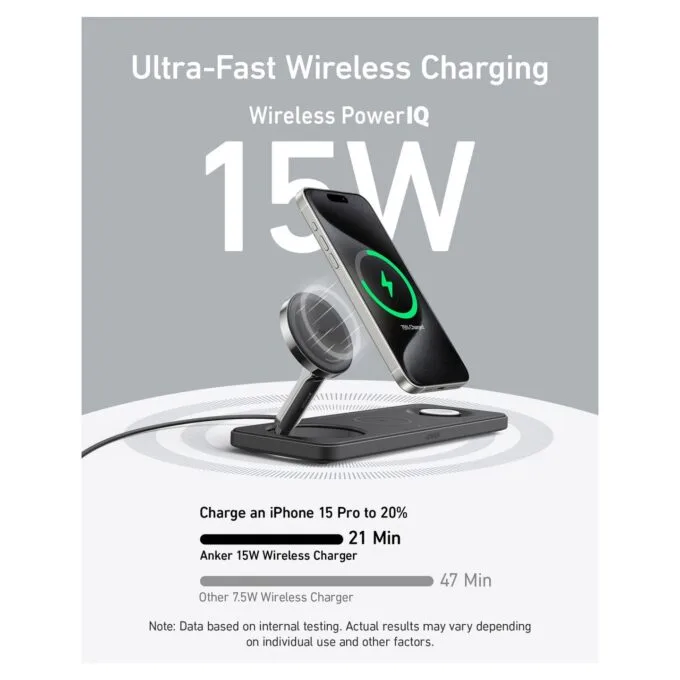 Anker MagGo Magnetic Charger 15W wireless PowerIQ Pad black — image 6
