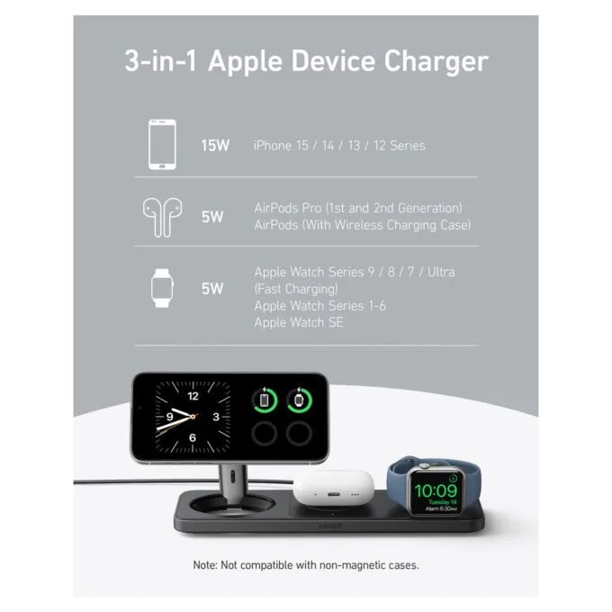 Anker MagGo Magnetic Charger 15W wireless PowerIQ Pad black — image 9