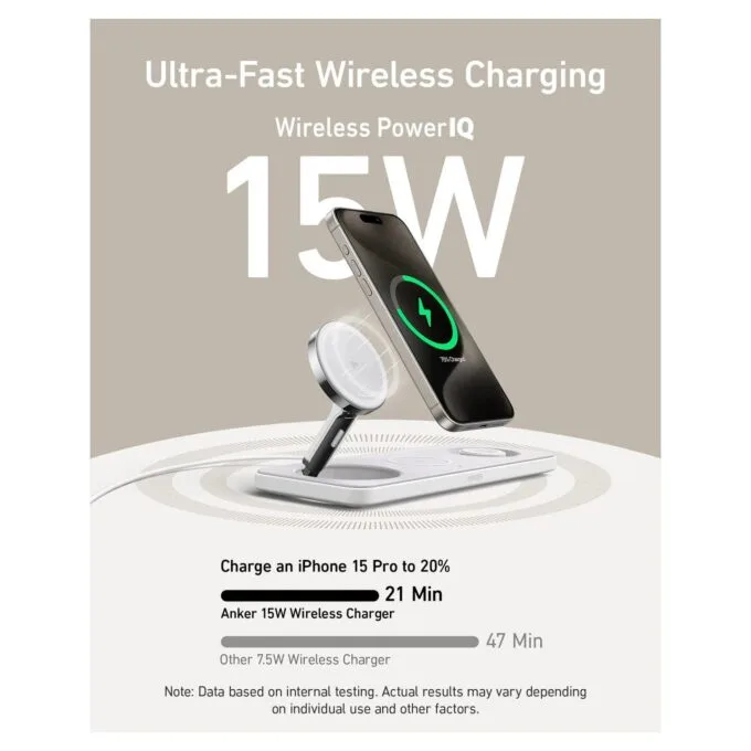 Anker MagGo Magnetic Charger 15W wireless PowerIQ Pad white — image 13