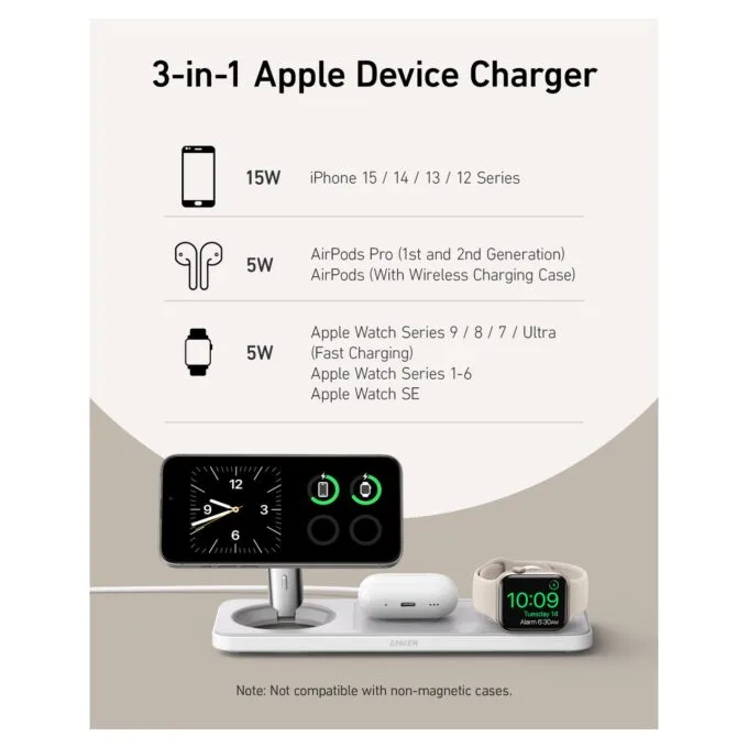 Anker MagGo Magnetic Charger 15W wireless PowerIQ Pad white — image 16