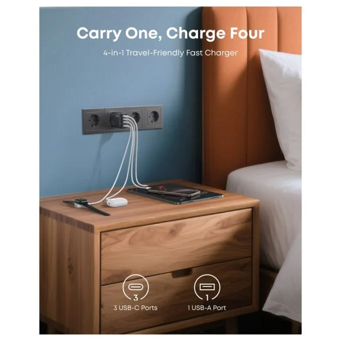 ANKER Zolo Charger 70W Ladegert 3x USB-C 1x USB-A dunkelgrau — image 4