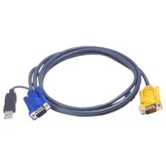 ATEN 2L-5203UP KVM-Kabel VGA USB mit eingebautem PS 2-USB-Konverter schwarz 3m