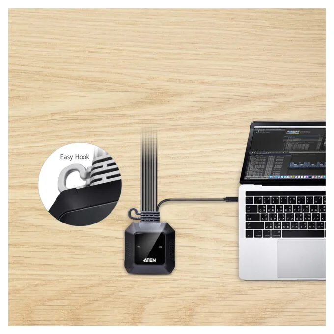 ATEN CS52DP 2-Port USB-C DP Hybrid Kabel KVM — image 5
