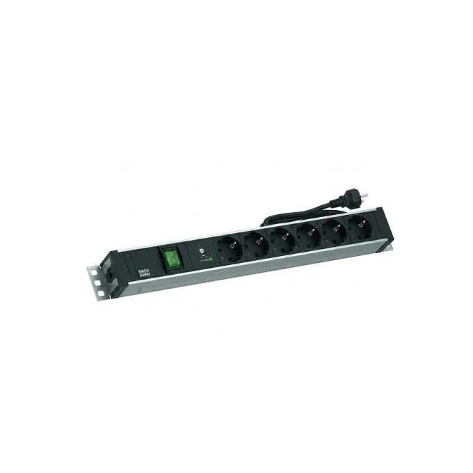 BACHMANN 48,26cm 19Zoll 1,5HE 6xCEE7 3 1xSchalter 1xSPD-Plus 2,0m CEE7 7 — image 1