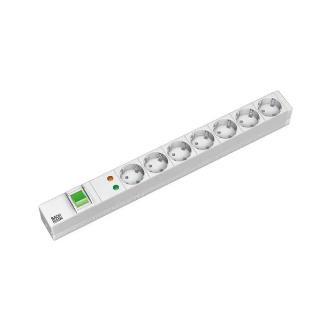 BACHMANN 48.26cm 19Zoll Steckdosenleiste 7-fach mit US mit Schalter — image 1