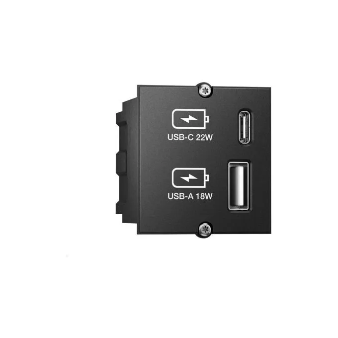 BACHMANN Custom Modul USB Charger Typ A & C 22W, Quickcharge, schwarz — image 2