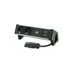 BACHMANN DESK2 2xCEE7 3 USB Schwarz USB Charger C C 100W GST18 0,2m