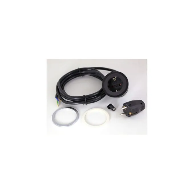 BACHMANN PIX 1x Schutzkontakt, mit Schutzkontakt und Zierringen in Wei, Schwarz und Edelstahloptik, 2 m — image 7