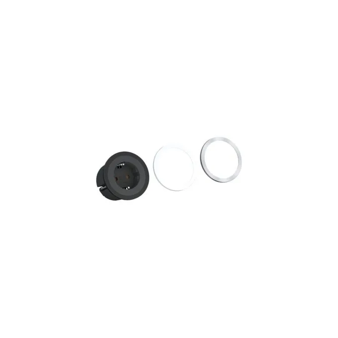 BACHMANN PIX 1x Schutzkontakt, mit Schutzkontakt und Zierringen in Wei, Schwarz und Edelstahloptik, 2 m — image 1