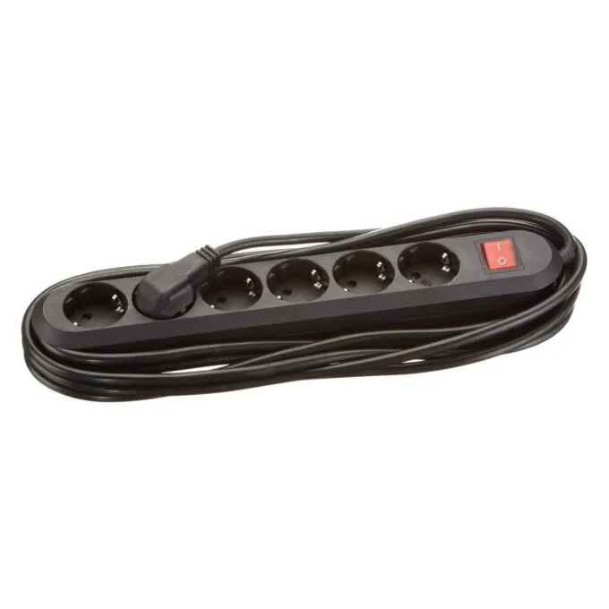 BACHMANN SMART Steckdosenleiste 6x Schutzkontakt Schalter schwarz 5m — image 1