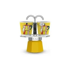 Bialetti Espressokocher Set Mini Express Lichtenstein + 2 Espressobecher