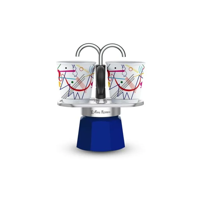 Bialetti Mini Express - Espressokocher-Set - blau + 2 Becher aus Arte Collection Kandinsky — image 1