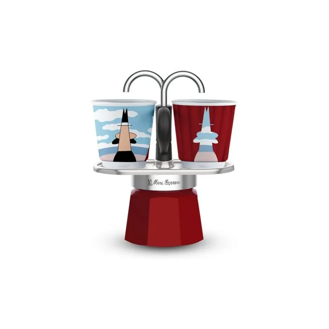 Bialetti Mini Express - Espressokocher-Set - rot + 2 Becher aus Arte Collection René Magritte — image 1