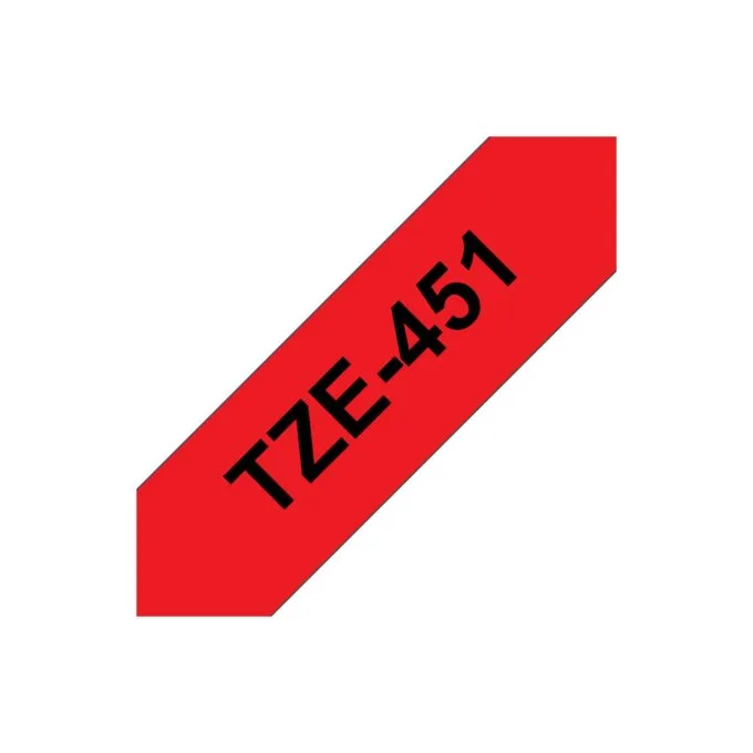 Brother TZe-451 Schriftband. 24mm x 8m . schwarz auf rot. selbstklebend — image 1