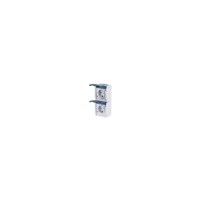 BUSCH JAEGER BJ 20-02EW-53 Steckdose m.Klappdeckel senkrecht 2f ocean IP44 grau blau — image 2