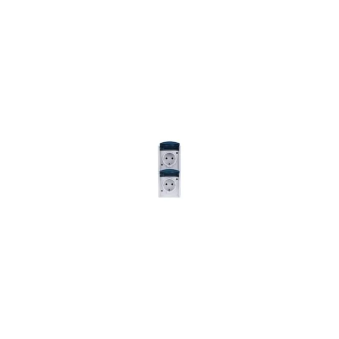 BUSCH JAEGER BJ 20-02EW-53 Steckdose m.Klappdeckel senkrecht 2f ocean IP44 grau blau — image 1