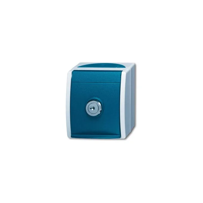 BUSCH JAEGER BJ 20EWSL-53 Steckdose m.Sicherheits- Schloss ocean IP44 grau blaugrün — image 1