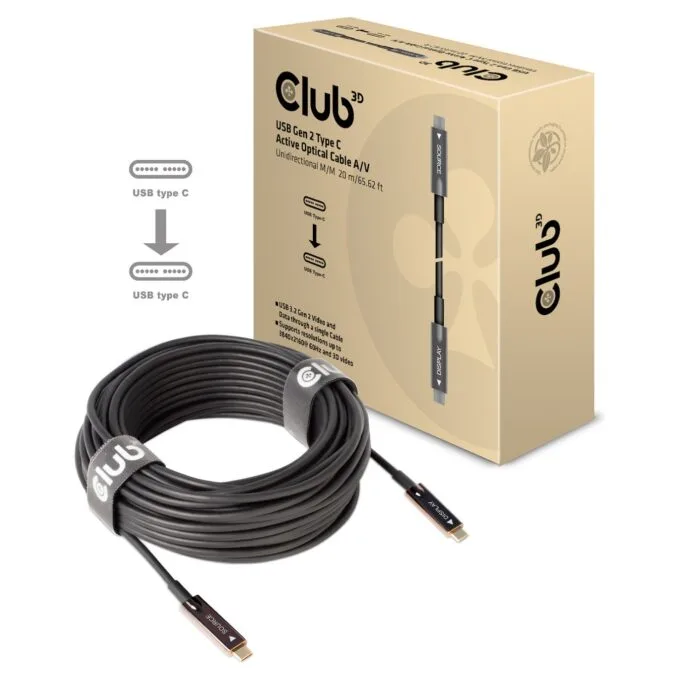 Club3D Kabel USB 3.2 Typ C 20m aktiv optisch A V St St retail — image 2