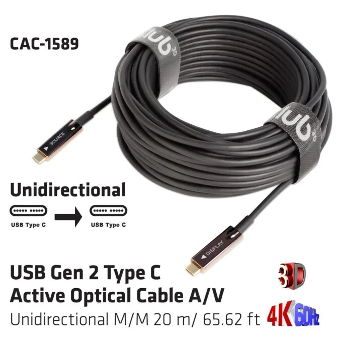 Club3D Kabel USB 3.2 Typ C 20m aktiv optisch A V St St retail — image 4