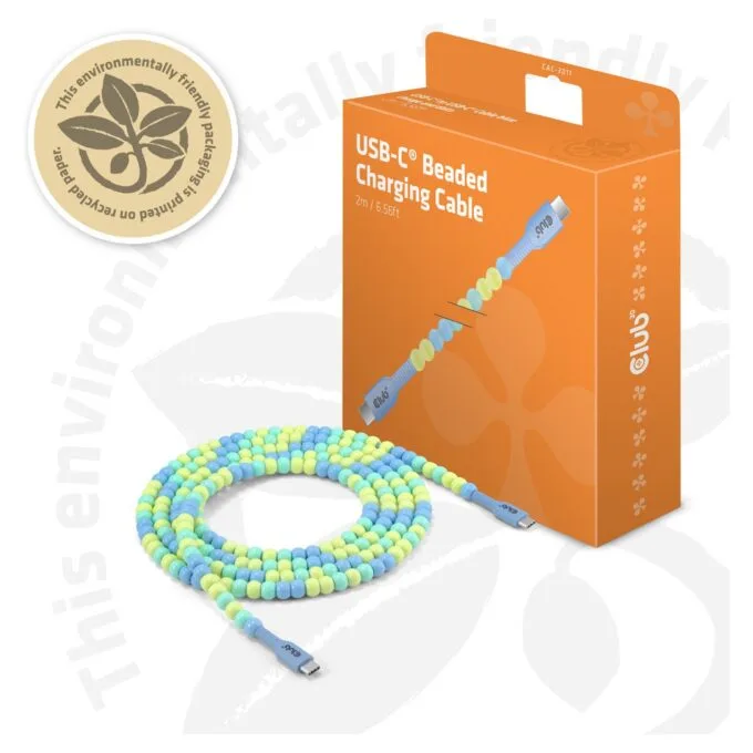 Club3D Lifestyle USB-C Perlen-Kabel PD60W.480Mbps 2m blau — image 9