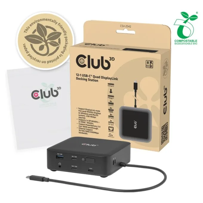 Club3D USB-C 12in1-Dock to 2xDP 2xHDMI 3xUSB-C 8K30Hz PD100W — image 11