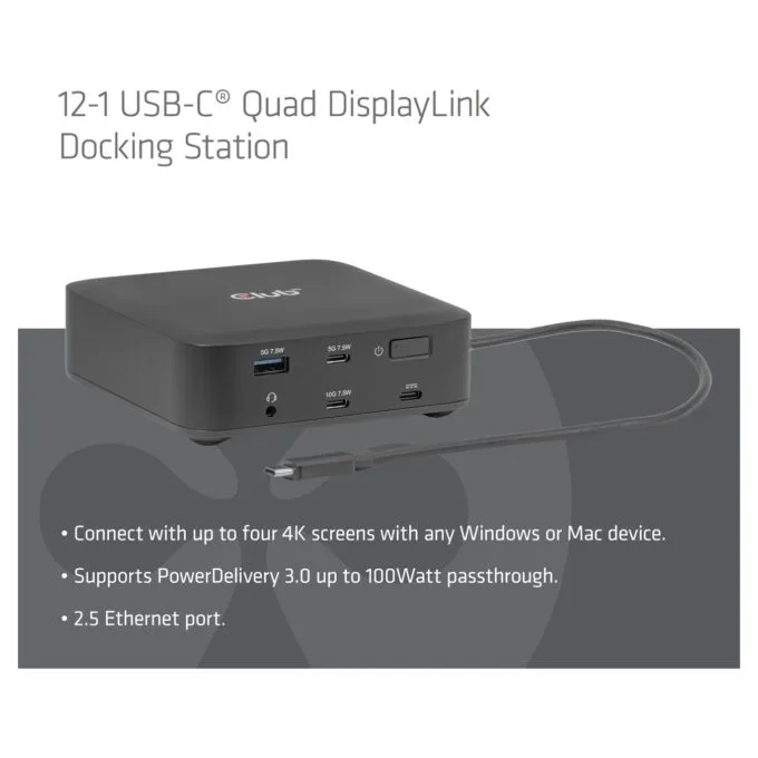 Club3D USB-C 12in1-Dock to 2xDP 2xHDMI 3xUSB-C 8K30Hz PD100W — image 3
