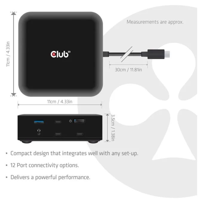 Club3D USB-C 12in1-Dock to 2xDP 2xHDMI 3xUSB-C 8K30Hz PD100W — image 4