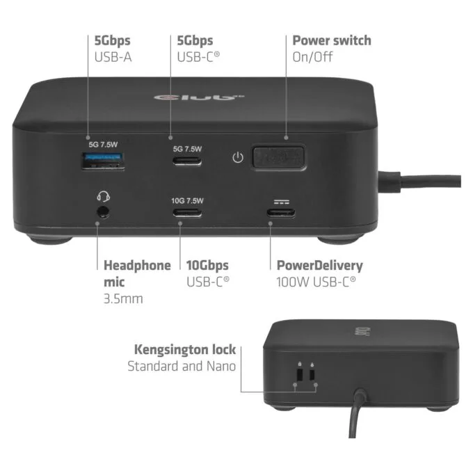 Club3D USB-C 12in1-Dock to 2xDP 2xHDMI 3xUSB-C 8K30Hz PD100W — image 6