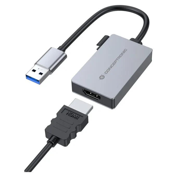 CONCEPTRONIC Adapter USB-A3.2- to HDMI1.4 1080 60Hz 0.16m gr — image 2