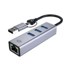 CONCEPTRONIC Adapter USB-C -A3.0- to GbE+3x-A3.0 5Gbs gr