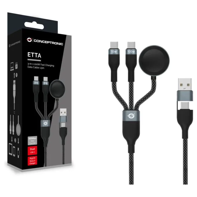 CONCEPTRONIC Kabel USB-C -A2.0- to USB-C AWC PD 480Mbs 1.50m sw — image 2