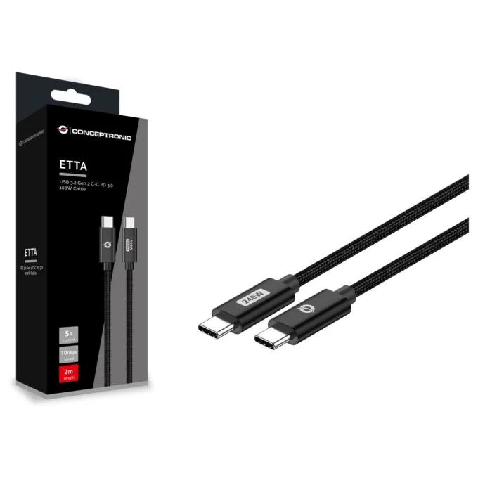 CONCEPTRONIC Kabel USB-C3.1- to C 240W QC 480Mbs 1.20m sw — image 3