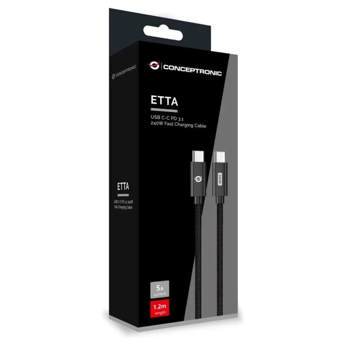 CONCEPTRONIC Kabel USB-C3.1- to C 240W QC 480Mbs 1.20m sw — image 4