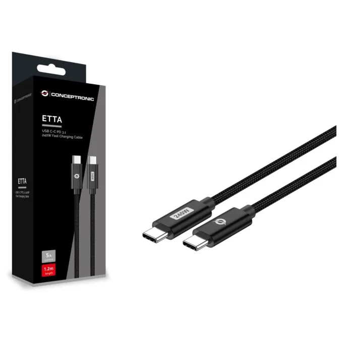 CONCEPTRONIC Kabel USB-C3.1- to C 240W QC 480Mbs 2.00m sw — image 3