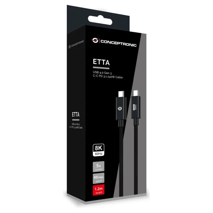 CONCEPTRONIC Kabel USB-C4.0- to C 240W PD3.1 40Gbs 1.20m sw — image 4