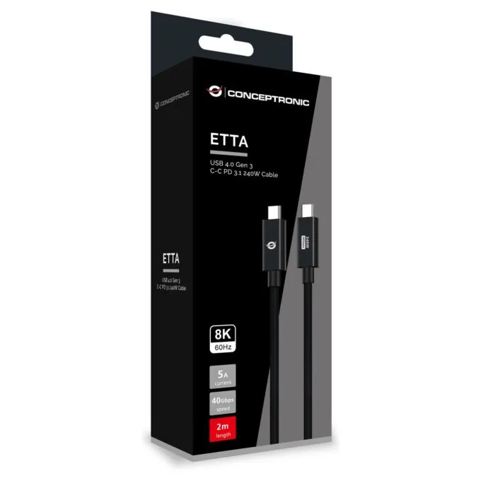 CONCEPTRONIC Kabel USB-C4.0- to C 240W PD3.1 40Gbs 2.00m sw — image 4