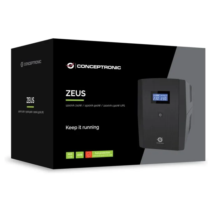 CONCEPTRONIC USV 1200VA 720W 4xUK HID USB RJ45in Out AVR sw — image 6