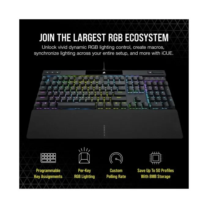 Corsair K70 RGB PRO - Kabelgebunden - USB - Optomechanischer Schlüsselschalter - AZERTY - RGB-LED - Schwarz FR — image 6