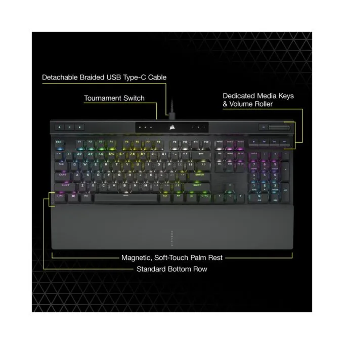 Corsair K70 RGB PRO - Kabelgebunden - USB - Optomechanischer Schlüsselschalter - AZERTY - RGB-LED - Schwarz FR — image 7