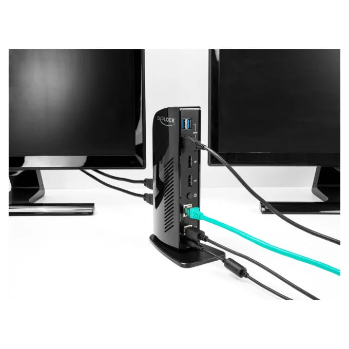 D DeLOCK Dockingstation 4xUSB3.2 2xDisplayPort 4K RJ45 Ethernet Audio Black — image 5
