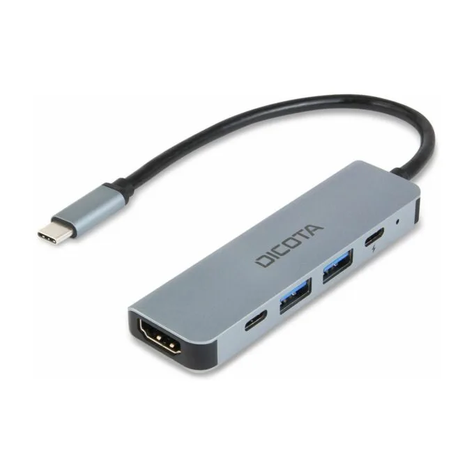 D Dicota USB-C 5-in-1 Video Hub 4K PD 100W silver — image 1