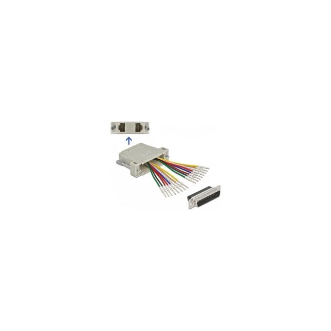 D-Sub 25 Pin Crimp Stecker zu 2 x RJ45 Buchse mit Montagesatz beige — image 1