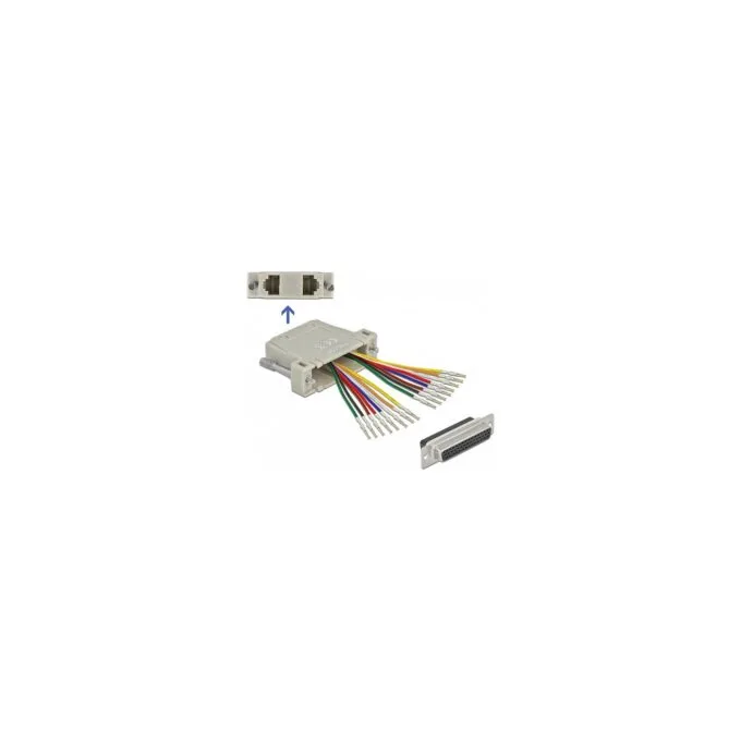 D-Sub HD 44 Pin Crimp Buchse zu 2 x RJ45 Buchse mit Montagesatz beige — image 1