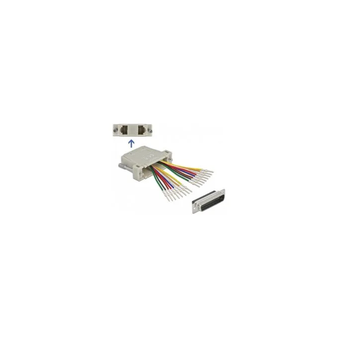 D-Sub HD 44 Pin Crimp Stecker zu 2 x RJ45 Buchse mit Montagesatz beige — image 1