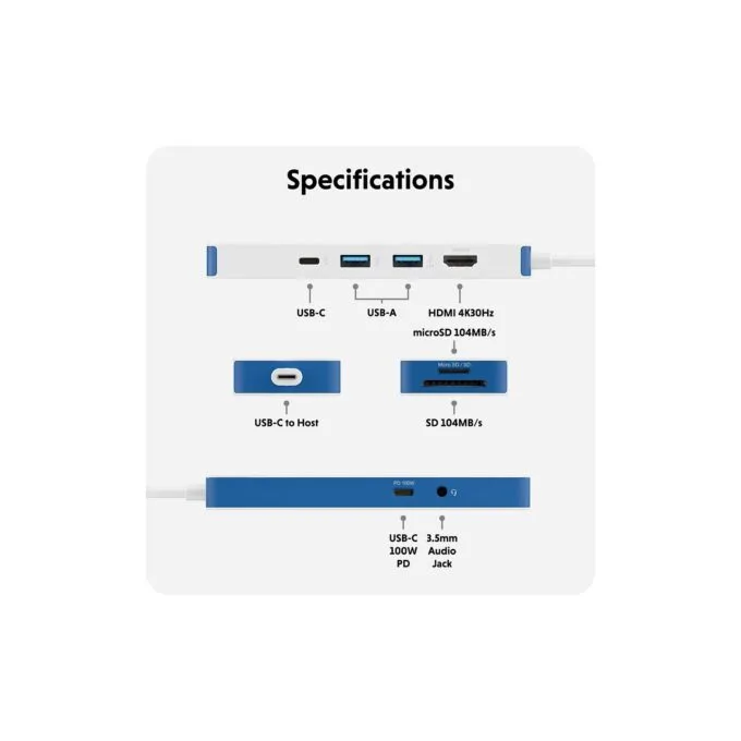 D TARGUS HyperDrive Flex 8 Port USB-C Hub Blue — image 7