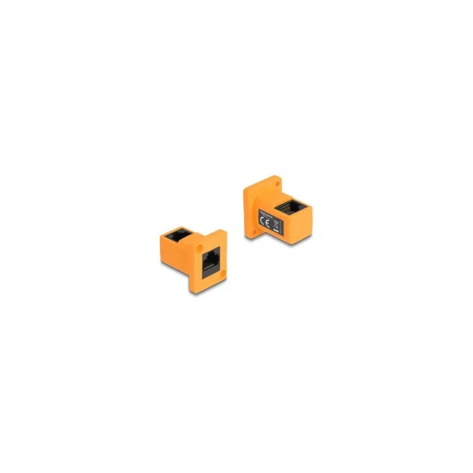 D-Typ Modul RJ45 Buchse zu Buchse 90° gewinkelt orange — image 1