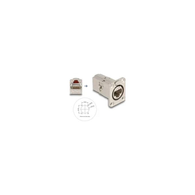 D-Typ RJ45 Einbaubuchse Kupplung Cat.6A STP Metall — image 2