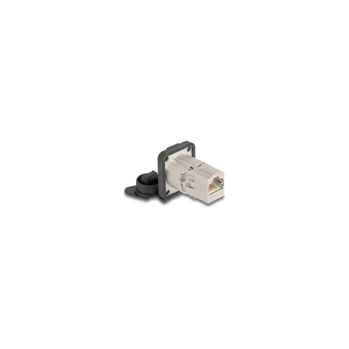 D-Typ RJ45 Einbaubuchse Kupplung Cat.6A STP mit Schutzkappe IP66 staub- und wasserdicht — image 1