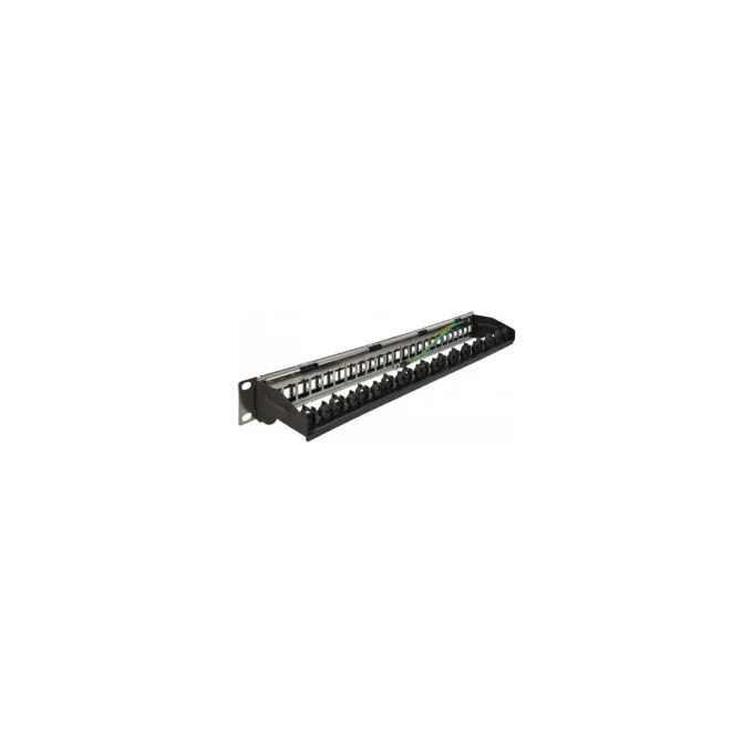 Delock 19? Keystone Patchpanel 24 Port mit Kabelbefestigungsschiene. Beschriftungsfeld und Staubschutz 1 HE schwarz — image 2