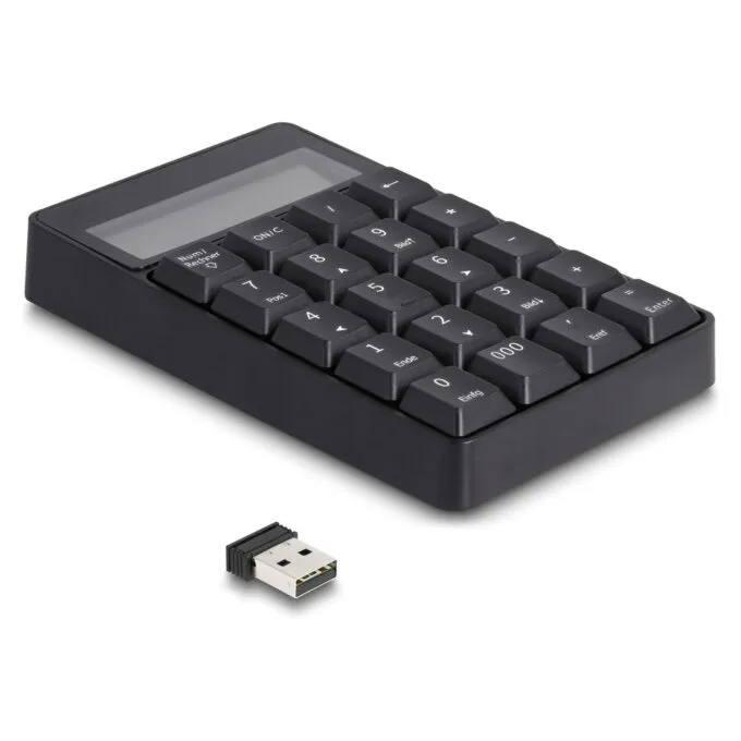 Delock 2 in 1 USB Typ-A Nummernblock mit Taschenrechner Funktion 2.4 GHz kabellos schwarz — image 2